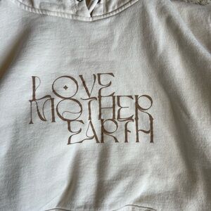 Love Cream Pullover Hoodie with Drawstring Detail
